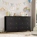 7 Drawer Dresser with Metal Knobs, 54 Wide Large Wood Chest of Drawers, Modern Bedroom Clothes Storage Cabinet with Deep Drawers