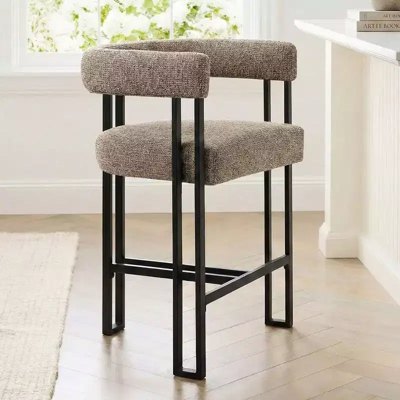 Tabourets de bar rembourrés modernes à hauteur de comptoir, tabourets de 24 pouces pour îlot de cuisine avec dossier, chaises de comptoir en tissu pour salle à manger ou bar à la maison - Panipeachy