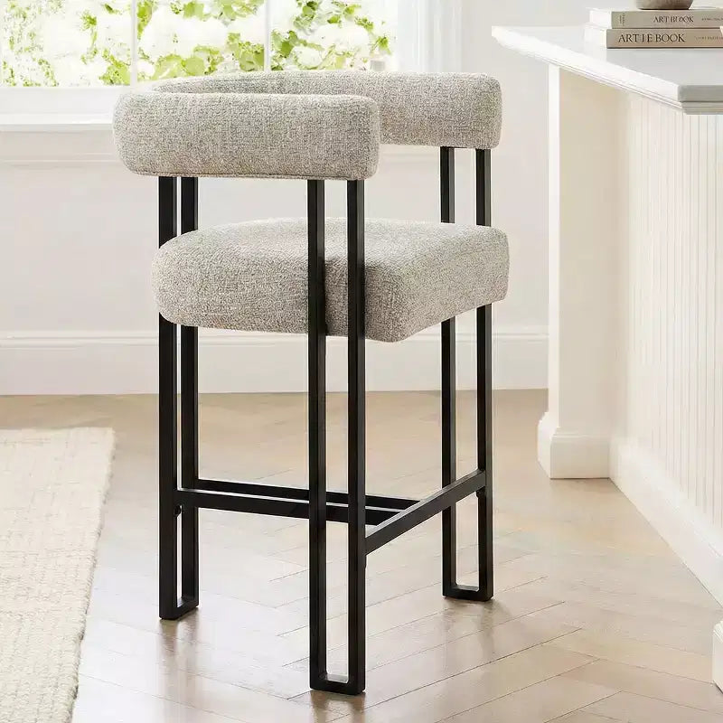 Tabourets de bar rembourrés modernes à hauteur de comptoir, tabourets de 24 pouces pour îlot de cuisine avec dossier, chaises de comptoir en tissu pour salle à manger ou bar à la maison - Panipeachy