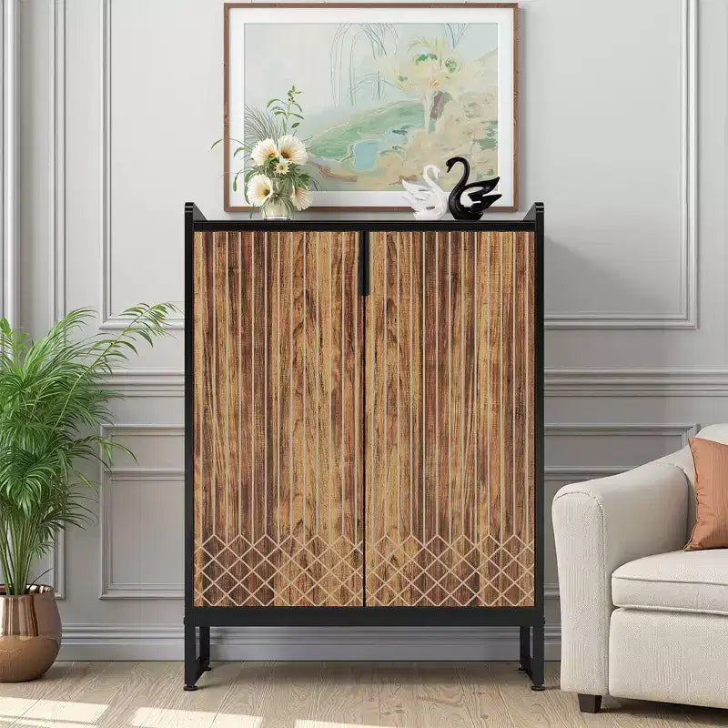 MAYEERTY Meuble à chaussures en bois avec 2 portes, design anti-poussière pour entrée/couloir