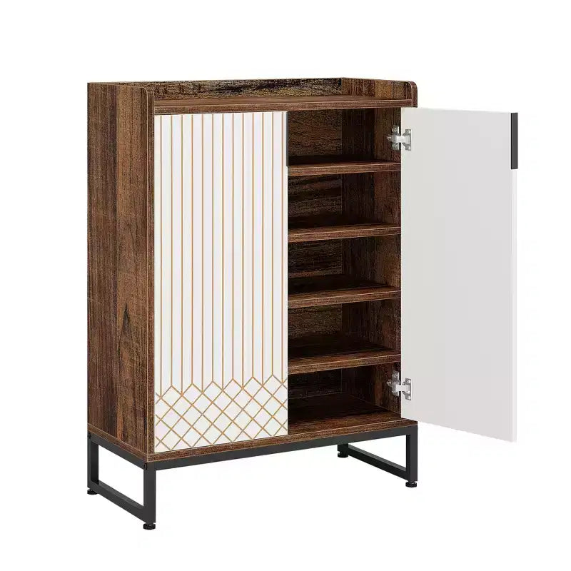 MAYEERTY Meuble à chaussures en bois avec 2 portes, design anti-poussière pour entrée/couloir
