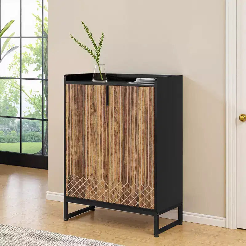 MAYEERTY Meuble à chaussures en bois avec 2 portes, design anti-poussière pour entrée/couloir