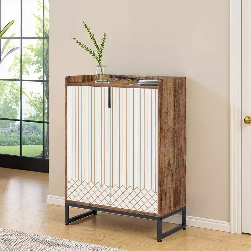 MAYEERTY Meuble à chaussures en bois avec 2 portes, design anti-poussière pour entrée/couloir