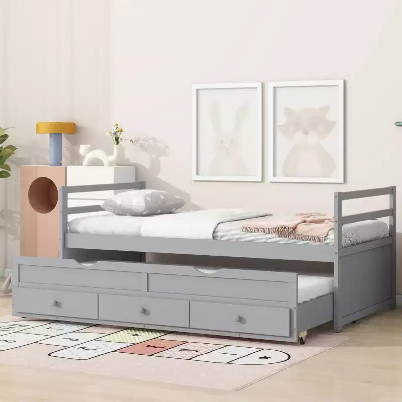 MAYEERTY Full Loft Bed Under-Bed Desk Space-Saving Solid Pine Wood