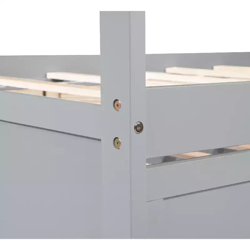 MAYEERTY Lit mezzanine complet en pin massif avec bureau sous le lit et espace optimisé