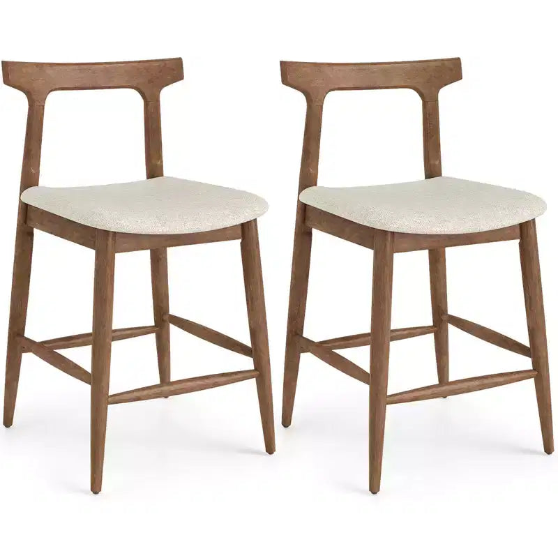 Lot de 2 tabourets de bar Costway hauteur comptoir avec dossiers incurvés et sièges rembourrés