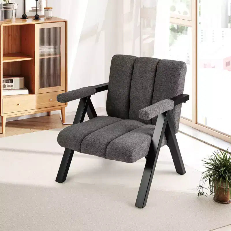 Costway 1/2 Fauteuil d'appoint surdimensionné avec structure en métal et accoudoirs Fauteuil moderne du milieu du siècle Gris/Blanc