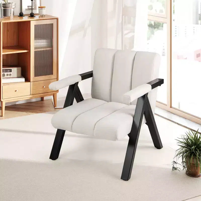 Costway 1/2 Fauteuil d'appoint surdimensionné avec structure en métal et accoudoirs Fauteuil moderne du milieu du siècle Gris/Blanc
