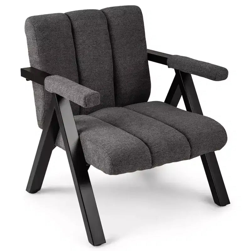 Costway 1/2 Fauteuil d'appoint surdimensionné avec structure en métal et accoudoirs Fauteuil moderne du milieu du siècle Gris/Blanc