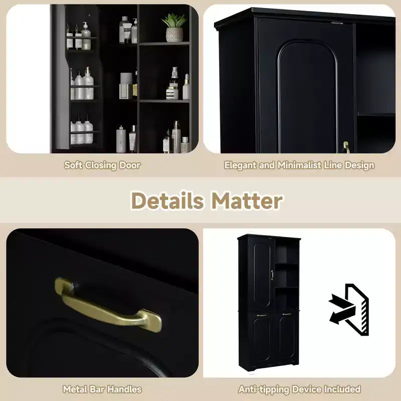 Christopher Knight Home Thorn Armoire de salle de bain de 172 cm avec 2 paniers à linge inclinables, 1 porte et étagères réglables