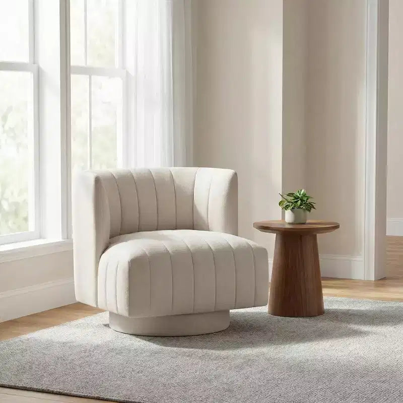 Fauteuil d'appoint contemporain pivotant à 360 degrés en tissu avec dossier incurvé GDFStudio Avery