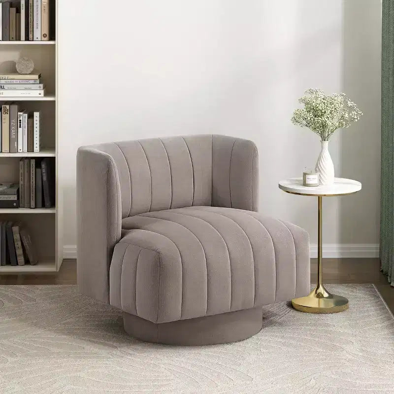 Fauteuil d'appoint contemporain pivotant à 360 degrés en tissu avec dossier incurvé GDFStudio Avery