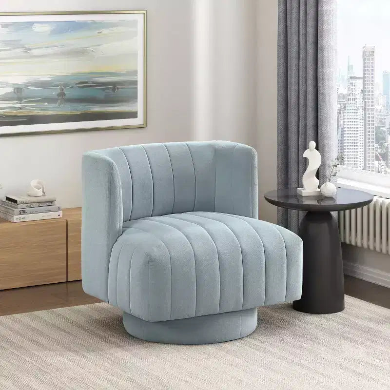 Fauteuil d'appoint contemporain pivotant à 360 degrés en tissu avec dossier incurvé GDFStudio Avery