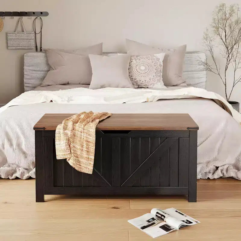Banc de rangement en bois à dessus relevable de 39,4 po, organisateur d'entrée vintage et coffre à jouets, meuble d'appoint multifonctionnel pour la maison ou le salon