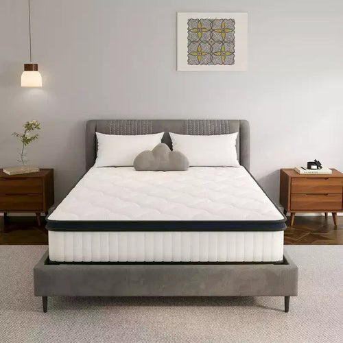12 in. Hybrid Mattress with Pocket Springs & Comfort Foam, Breathable Knitted Cover, Medium Firm Support  Queen