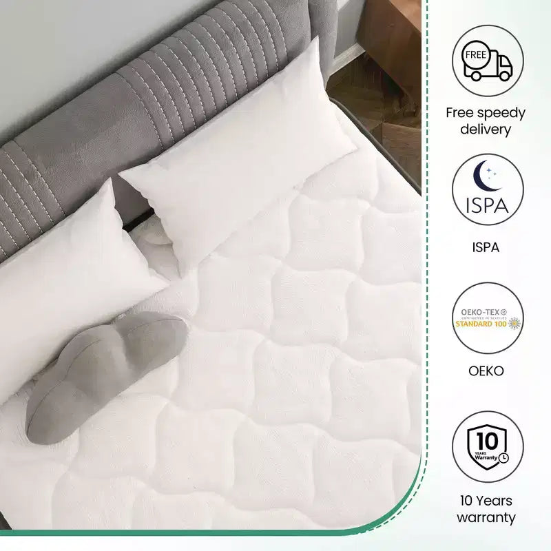 Matelas hybride 12 po avec ressorts ensachés et mousse confort, housse en tricot respirant, soutien mi-ferme Grand lit