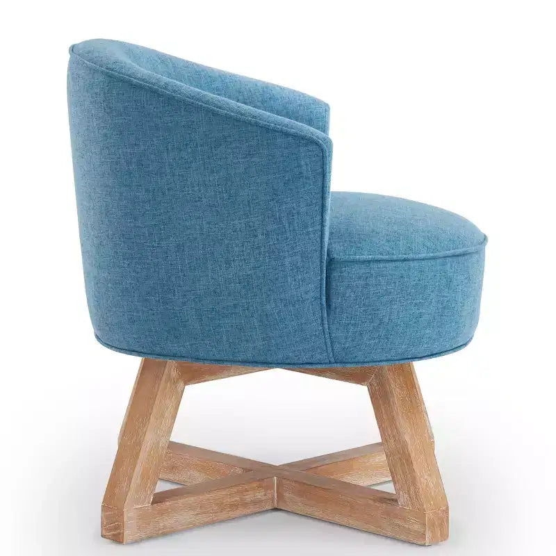 Fauteuil pivotant à 360°, fauteuil de salon en lin avec base en bois en forme de croix, fauteuil pour salon, chambre, bureau - ModernLuxe