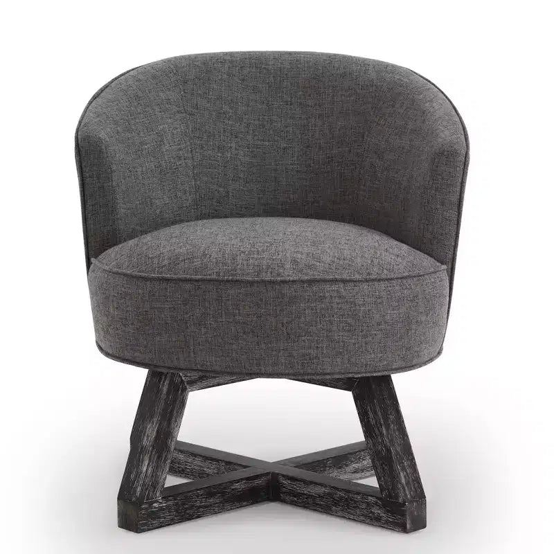 Fauteuil pivotant à 360°, fauteuil de salon en lin avec base en bois en forme de croix, fauteuil pour salon, chambre, bureau - ModernLuxe