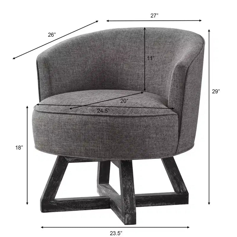 Fauteuil pivotant à 360°, fauteuil de salon en lin avec base en bois en forme de croix, fauteuil pour salon, chambre, bureau - ModernLuxe