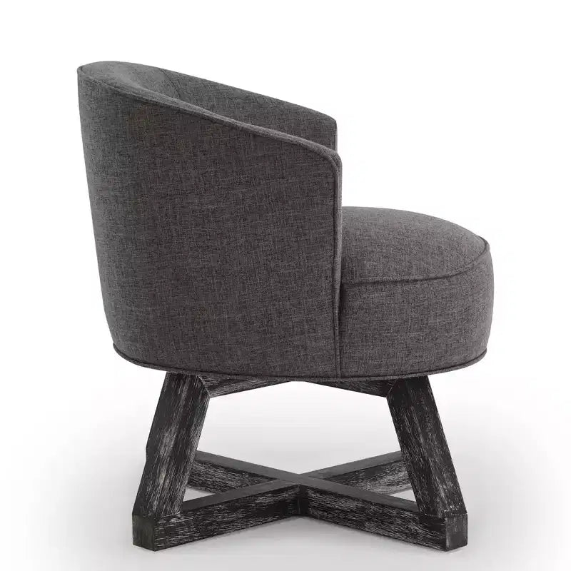Fauteuil pivotant à 360°, fauteuil de salon en lin avec base en bois en forme de croix, fauteuil pour salon, chambre, bureau - ModernLuxe
