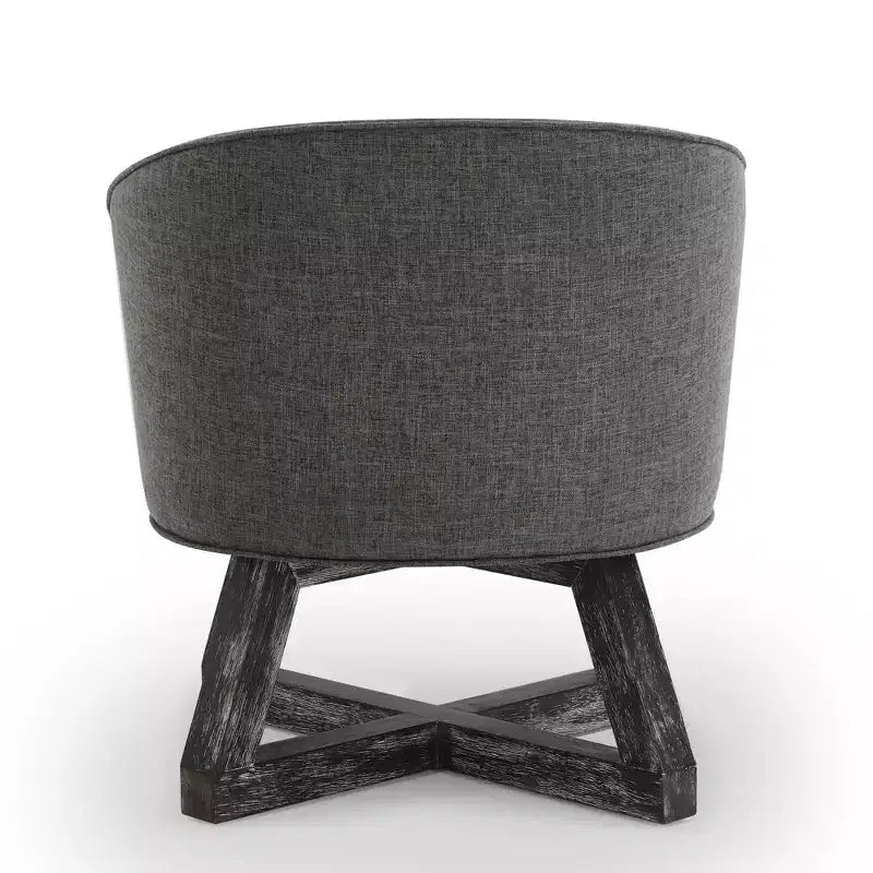 Fauteuil pivotant à 360°, fauteuil de salon en lin avec base en bois en forme de croix, fauteuil pour salon, chambre, bureau - ModernLuxe