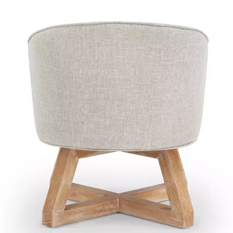Fauteuil pivotant à 360°, fauteuil de salon en lin avec base en bois en forme de croix, fauteuil pour salon, chambre, bureau - ModernLuxe