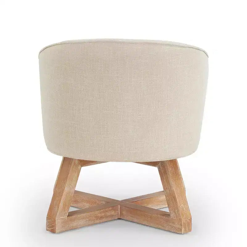 Fauteuil pivotant à 360°, fauteuil de salon en lin avec base en bois en forme de croix, fauteuil pour salon, chambre, bureau - ModernLuxe