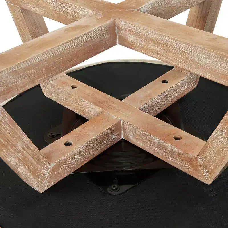 Fauteuil pivotant à 360°, fauteuil de salon en lin avec base en bois en forme de croix, fauteuil pour salon, chambre, bureau - ModernLuxe
