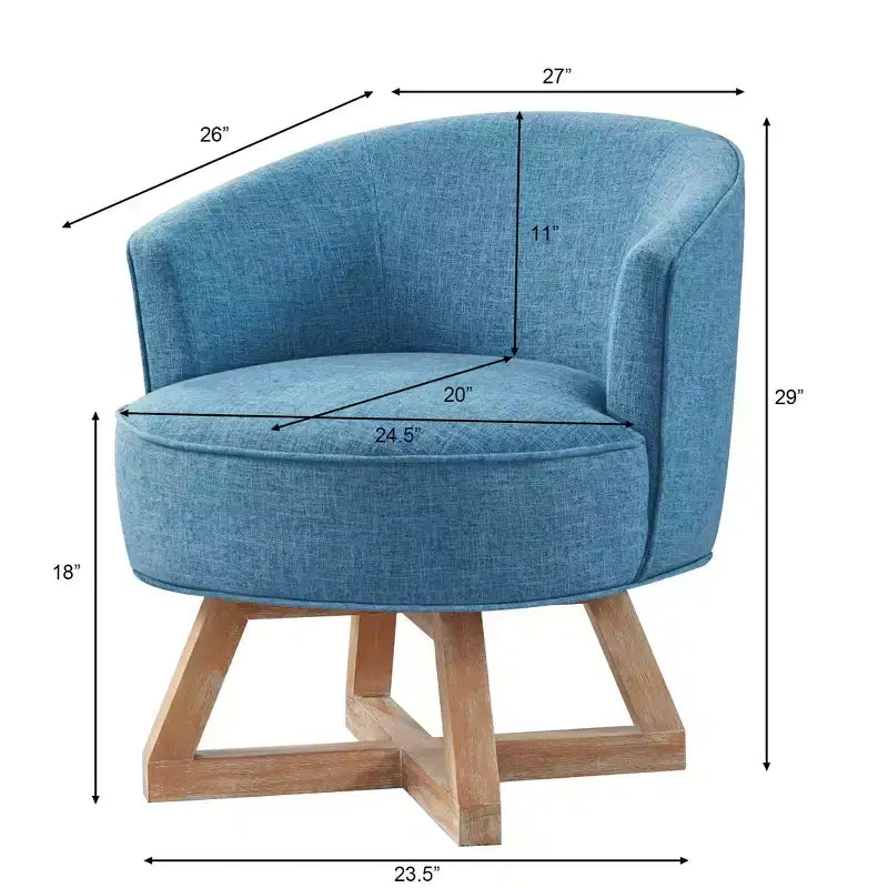 Fauteuil pivotant à 360°, fauteuil de salon en lin avec base en bois en forme de croix, fauteuil pour salon, chambre, bureau - ModernLuxe