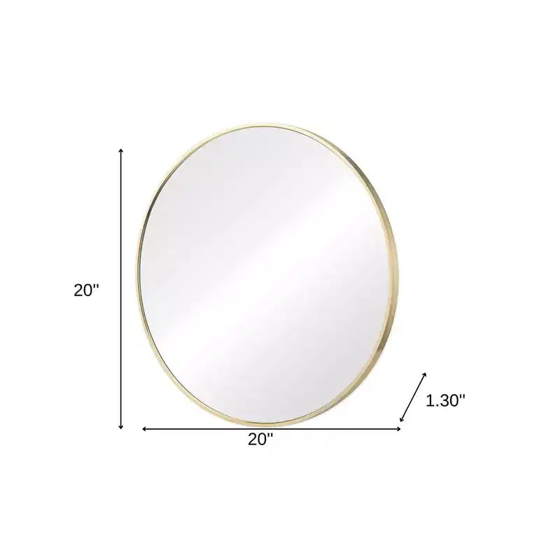 Miroir de vanité de salle de bain HomeRoots 20 encadré en métal doré et rond