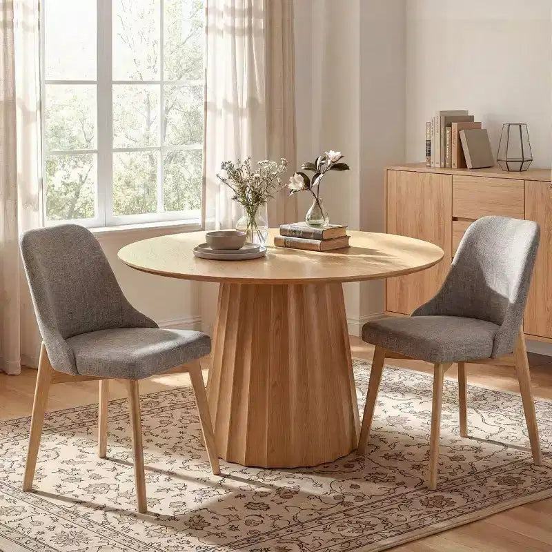 PexFix Chaises de salle à manger rembourrées en bois massif, lot de 2, chaises d'appoint de cuisine en tissu de style Mid-Century avec dossier ergonomique et revêtement en lin respirant