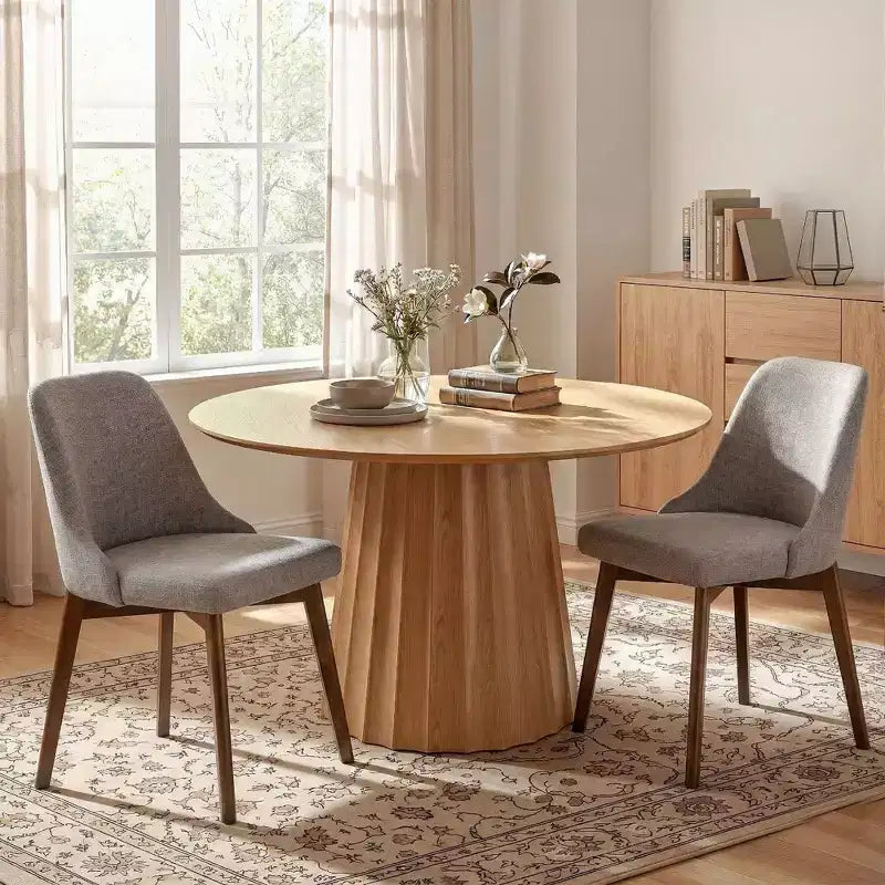 PexFix Chaises de salle à manger rembourrées en bois massif, lot de 2, chaises d'appoint de cuisine en tissu de style Mid-Century avec dossier ergonomique et revêtement en lin respirant