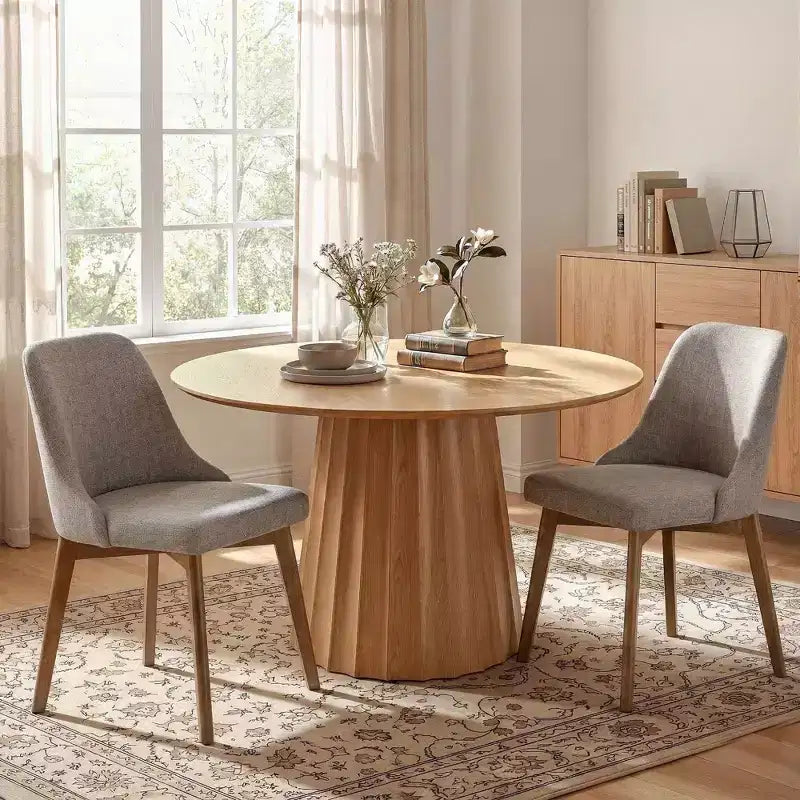 PexFix Chaises de salle à manger rembourrées en bois massif, lot de 2, chaises d'appoint de cuisine en tissu de style Mid-Century avec dossier ergonomique et revêtement en lin respirant
