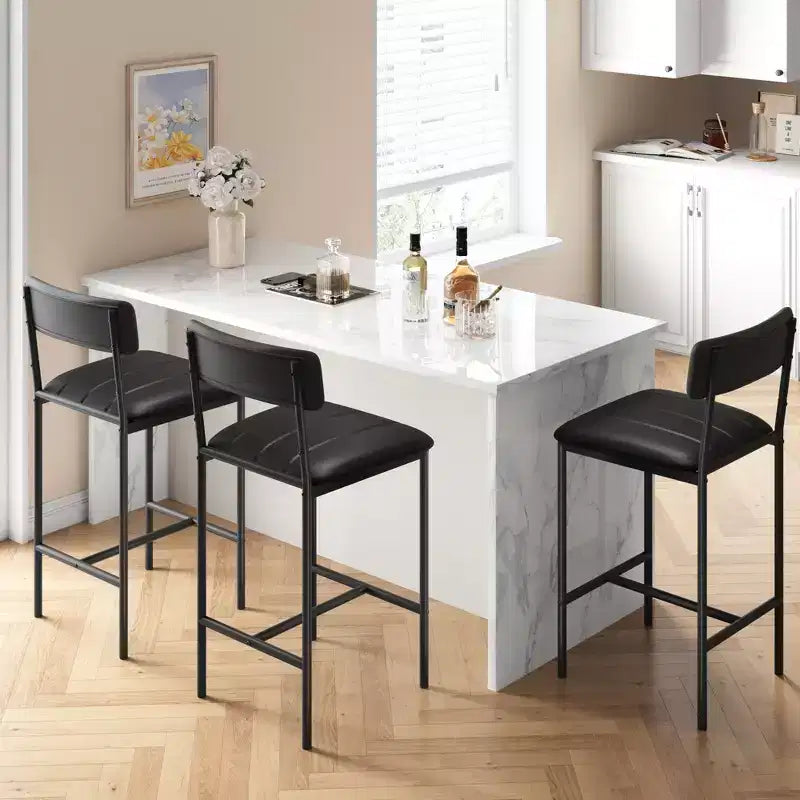 Ensemble de salle à manger rectangulaire 5 pièces pour 4 personnes, table en métal et bois avec 4 chaises rembourrées, cuisine et salle à manger, marron rustique