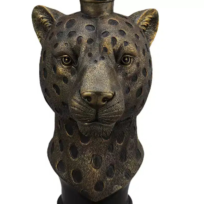 Table d'appoint Tête de Léopard, Table Basse Statue Animale pour Décoration de Salon