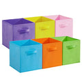 Non-Woven Foldable Storage Bins, 12-Piece Set, Macaron Six-Color, Organizer Boxes with Handles
