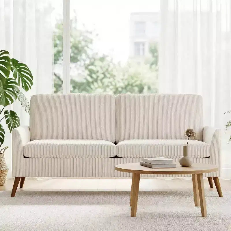 Dyonery 68 Corduroy Loveseat Sofa with Spring Cushions Solid Wood Frame Deep Seat for Living Room Bedroom