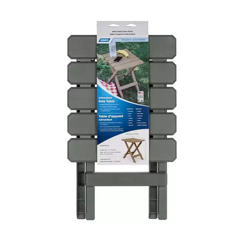 Camco Table d'appoint pliante portable Adirondack, petite, pour camping, résistante aux intempéries, antirouille, en plastique durable, pour utilisation intérieure et extérieure, coloris sauge