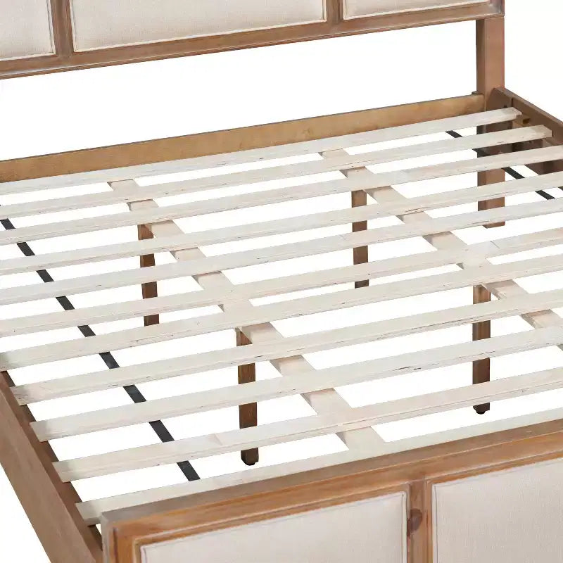 Cadre de Lit Plateforme Christopher Knight Home Madison Moderne Ferme en Bois avec Tête de Lit Rembourrée