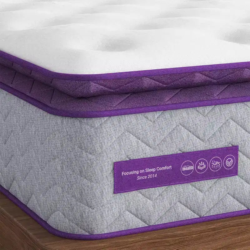 Sersper 12 Pillow Top Memory Foam Spring Hybrid Mattress - Compatible with Platform Bed, Box Spring, or Slat Base
