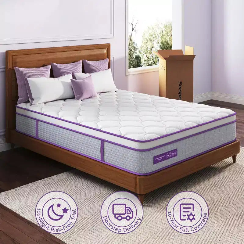 Sersper matelas hybride à ressorts et mousse à mémoire de forme 12 pouces - Compatible avec les lits plateformes, les sommiers tapissiers ou les lits à lattes