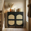 Karl Home Rattan Panel 2 Drawers 4 Flip-Drawer Shoe Cabinet Particleboard 41.34 W