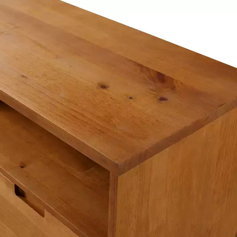 Meuble TV Mid-Century Modern à 3 tiroirs pour téléviseurs jusqu'à 65 po