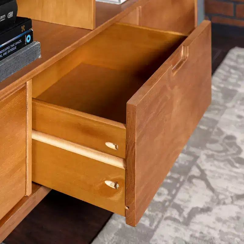 Meuble TV Mid-Century Modern à 3 tiroirs pour téléviseurs jusqu'à 65 po