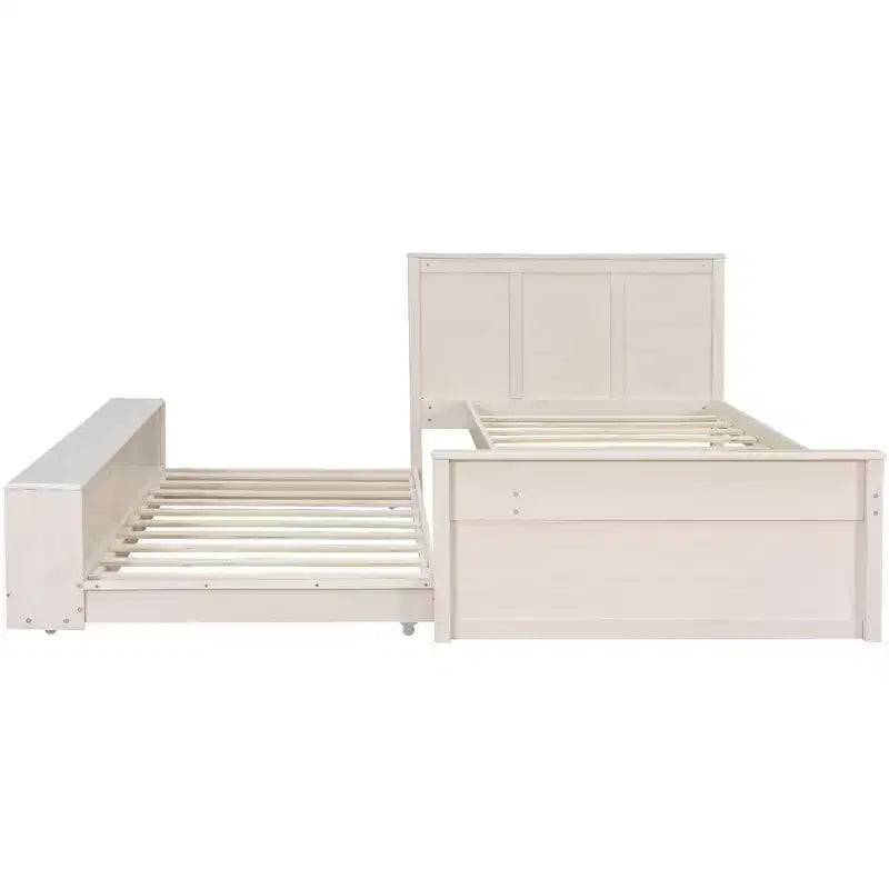 Cadre de lit plateforme en bois double/complet avec lit gigogne et armoire de rangement pour chambre, salon - ModernLuxe