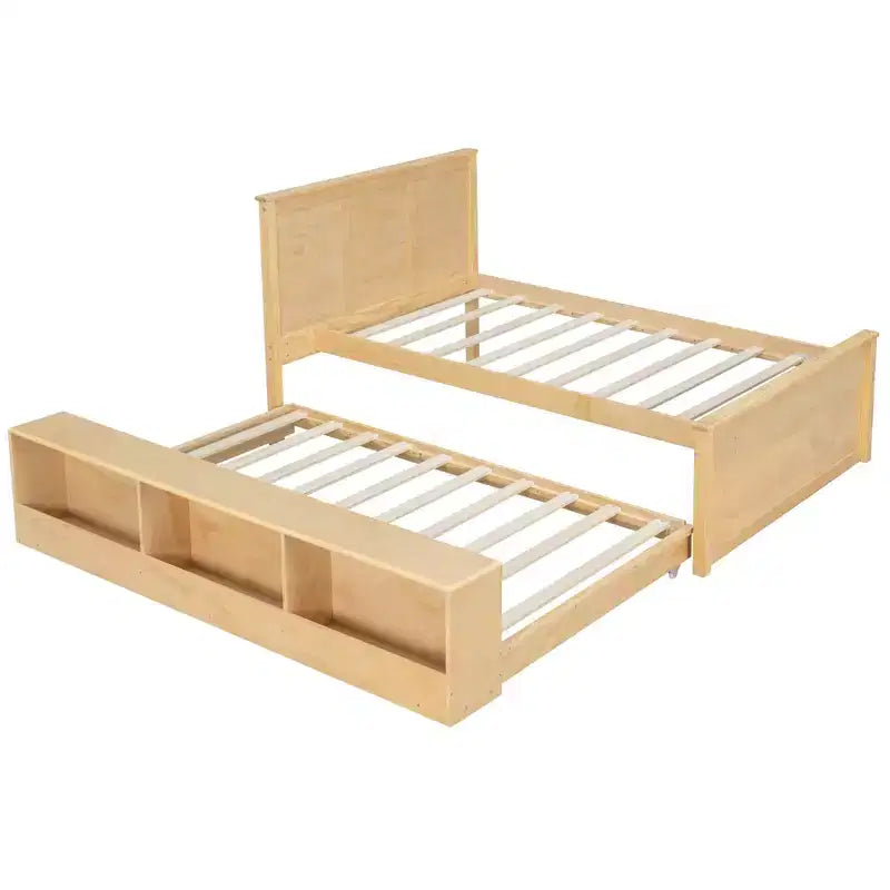 Cadre de lit plateforme en bois double/complet avec lit gigogne et armoire de rangement pour chambre, salon - ModernLuxe