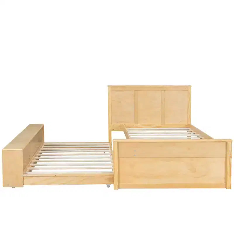 Cadre de lit plateforme en bois double/complet avec lit gigogne et armoire de rangement pour chambre, salon - ModernLuxe