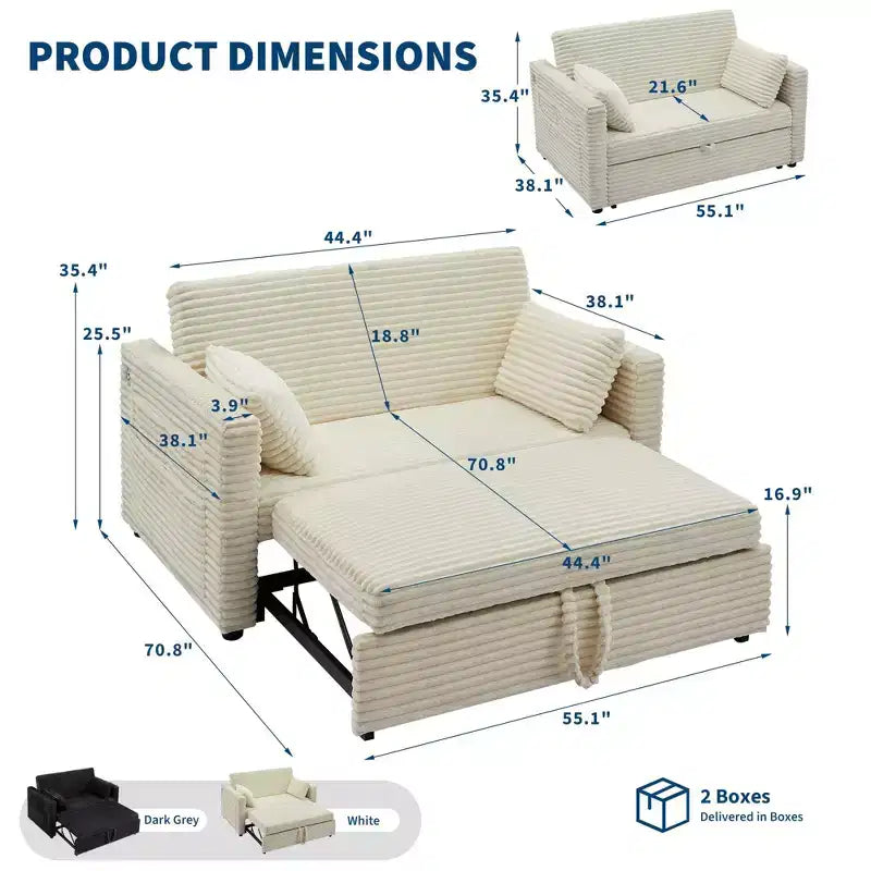 Canapé convertible 48 pouces pour salon, chambre et appartement