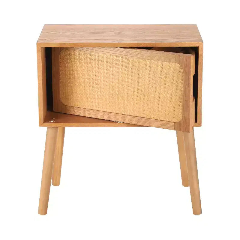 Table de chevet rotative cachée en rotin de style bohème pour chambre à coucher et salon