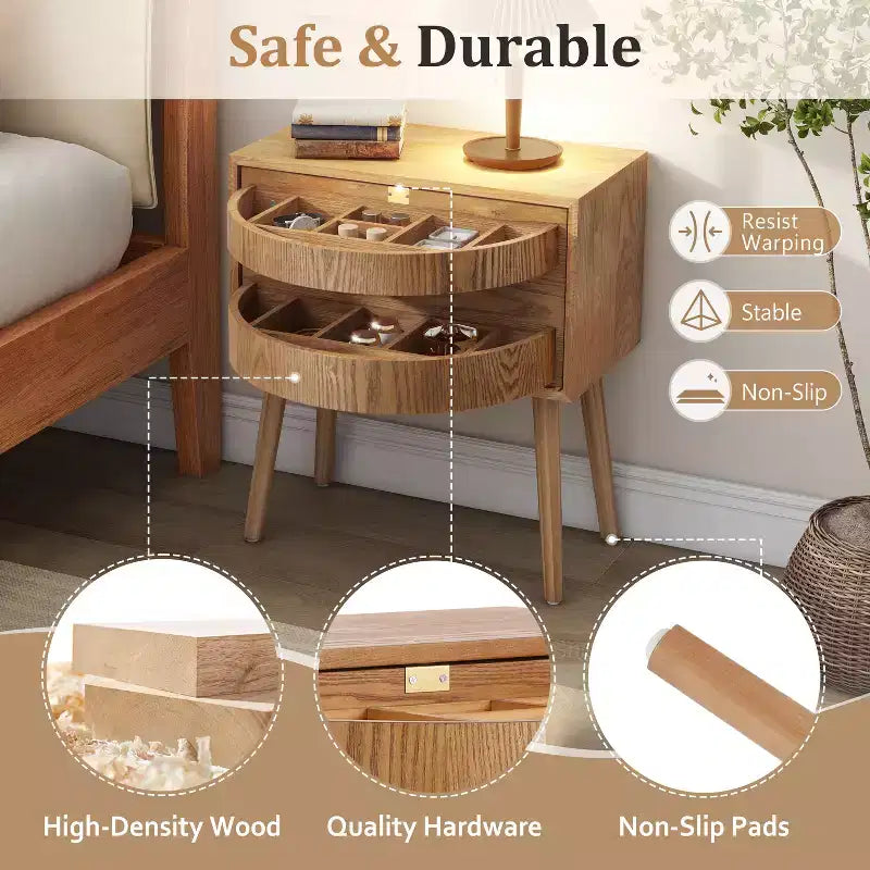 Table de chevet rotative cachée en rotin de style bohème pour chambre à coucher et salon